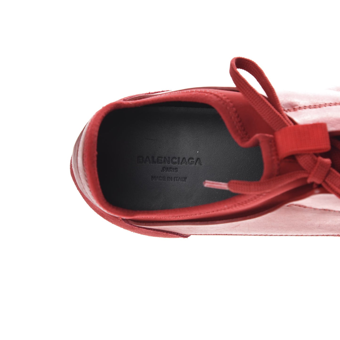 Calfskin Neoprene Mesh Suede Womens Race Runner Sneakers 41 Red