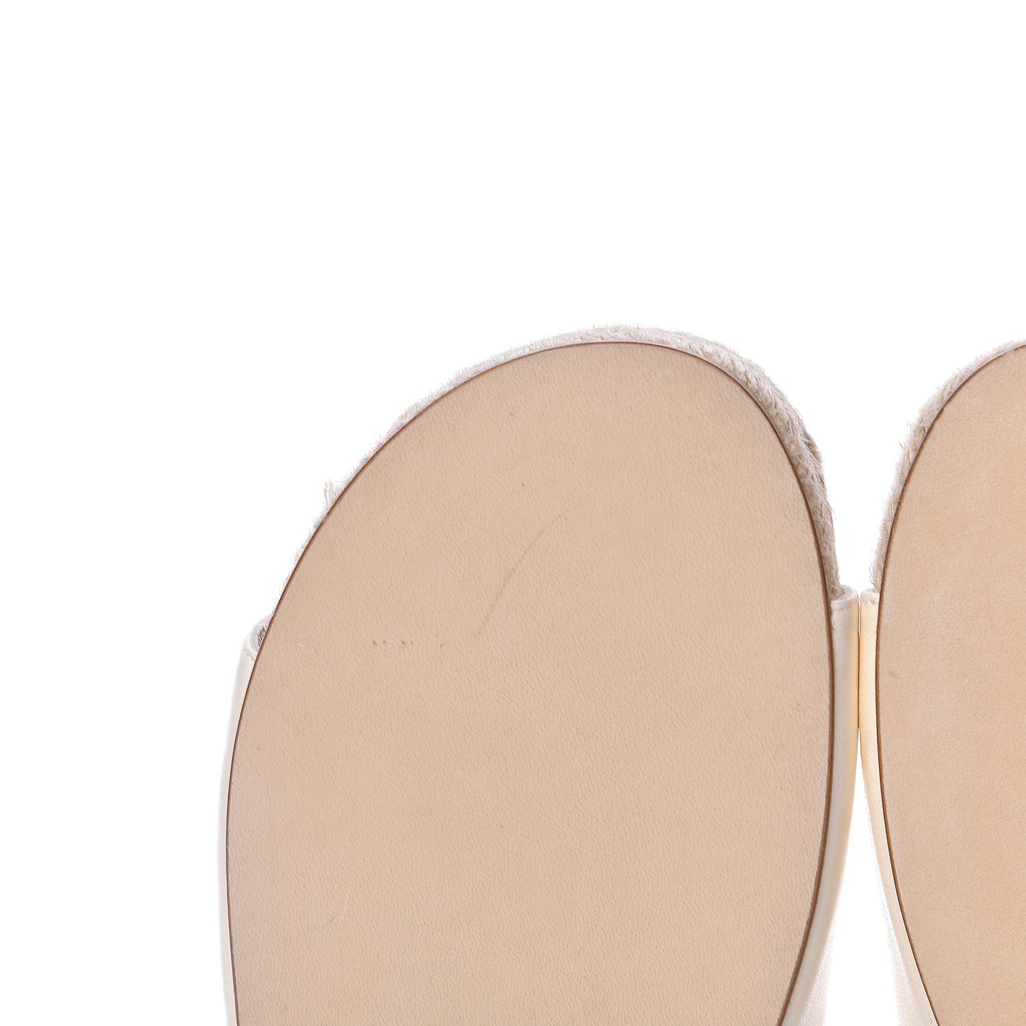 Lambskin Pearl CC Espadrille Slip On Sandals 38 Ivory