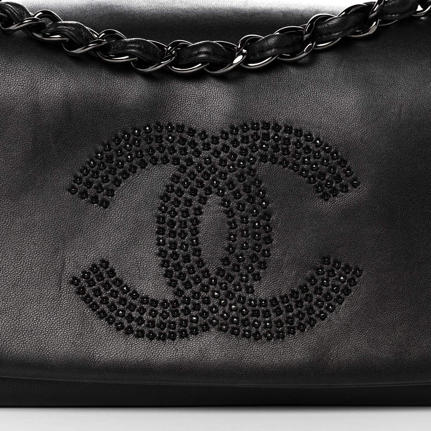 Lambskin Studded CC East West Flap Black