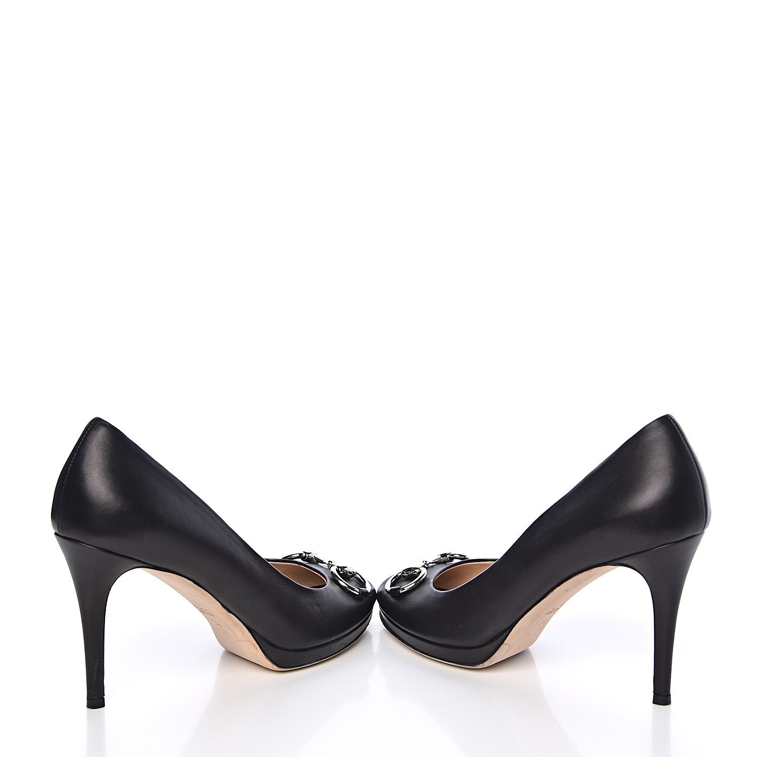 Gucci Malaga Kid Horsebit Peep Toe Pumps 39 Black 10 of 15