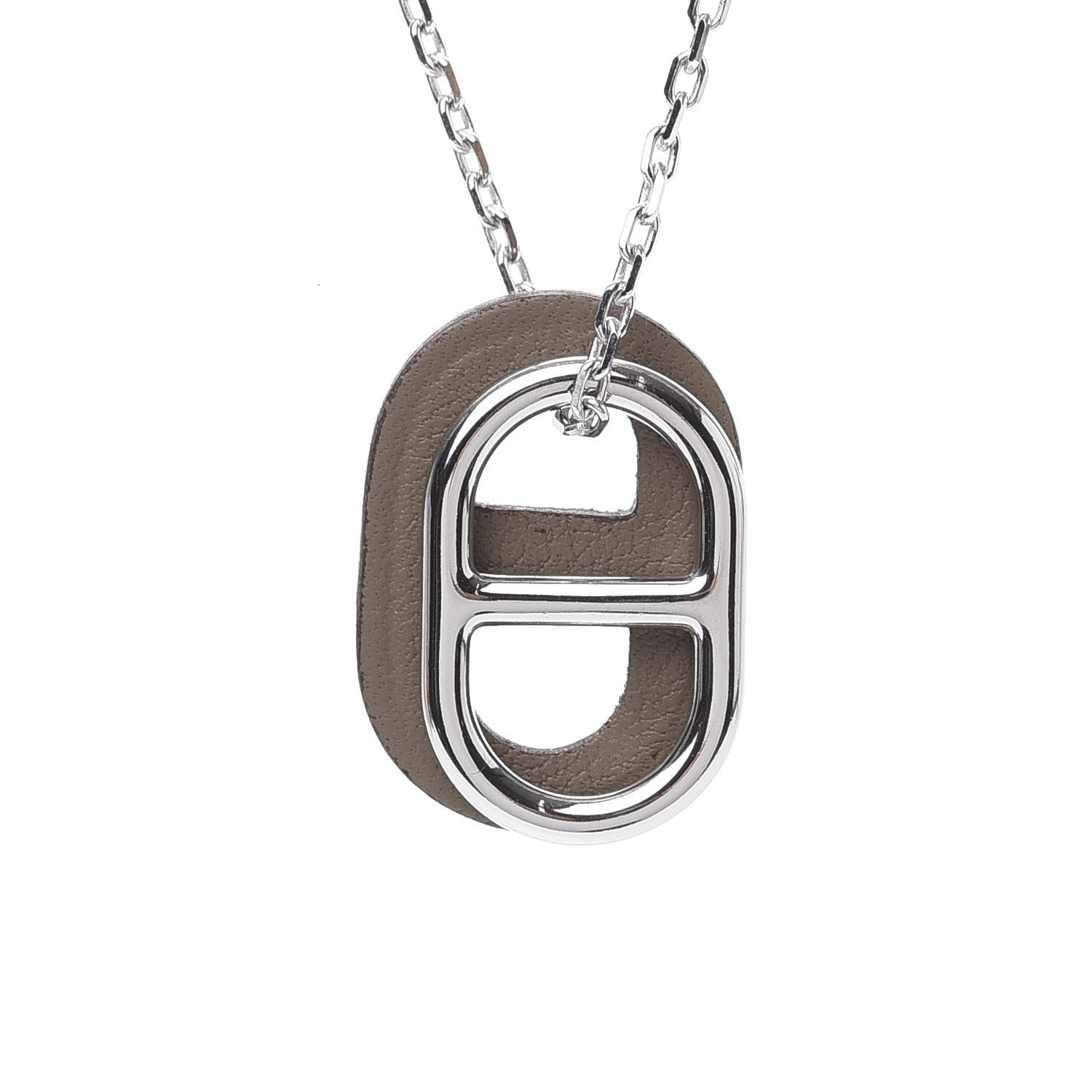 Hermes Swift O'Maillon Pendant Necklace Etoupe 4 of 8