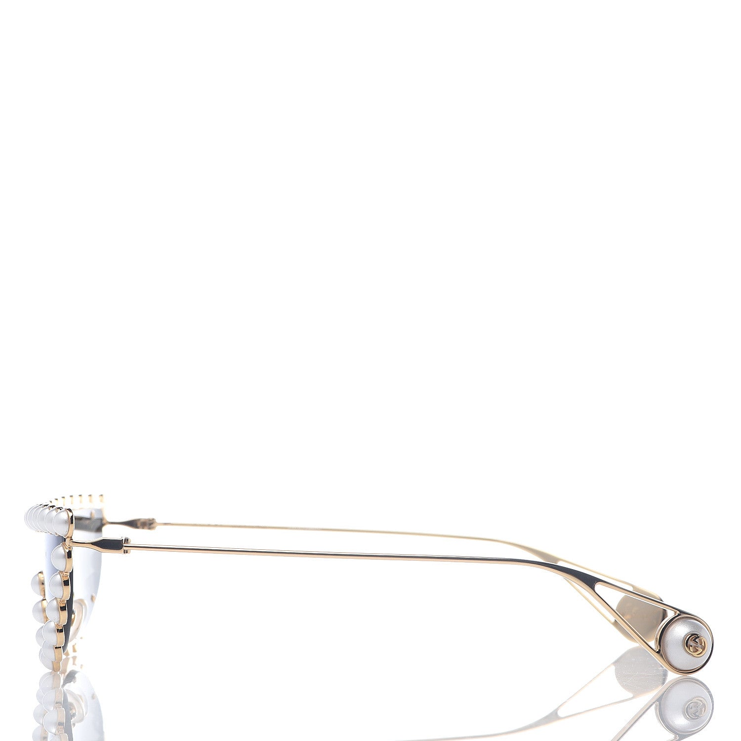 Gucci Metal Pearl Cat Eye Sunglasses GG0364S Gold 3 of 6