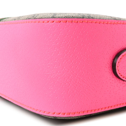 Gucci GG Supreme Monogram Textured Dollar Calfskin Web Ophidia Small Crossbody Bag Beige Ebony Fuchsia 10 of 10
