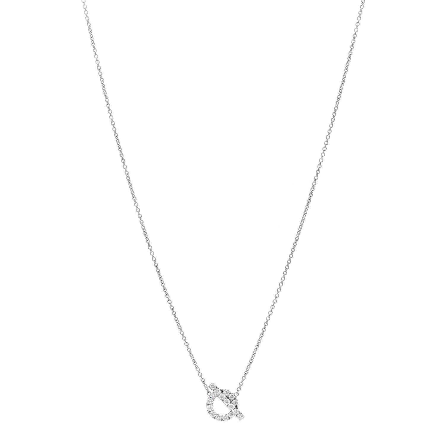 Hermes 18K White Gold Diamond Finesse Pendant Necklace 1 of 6