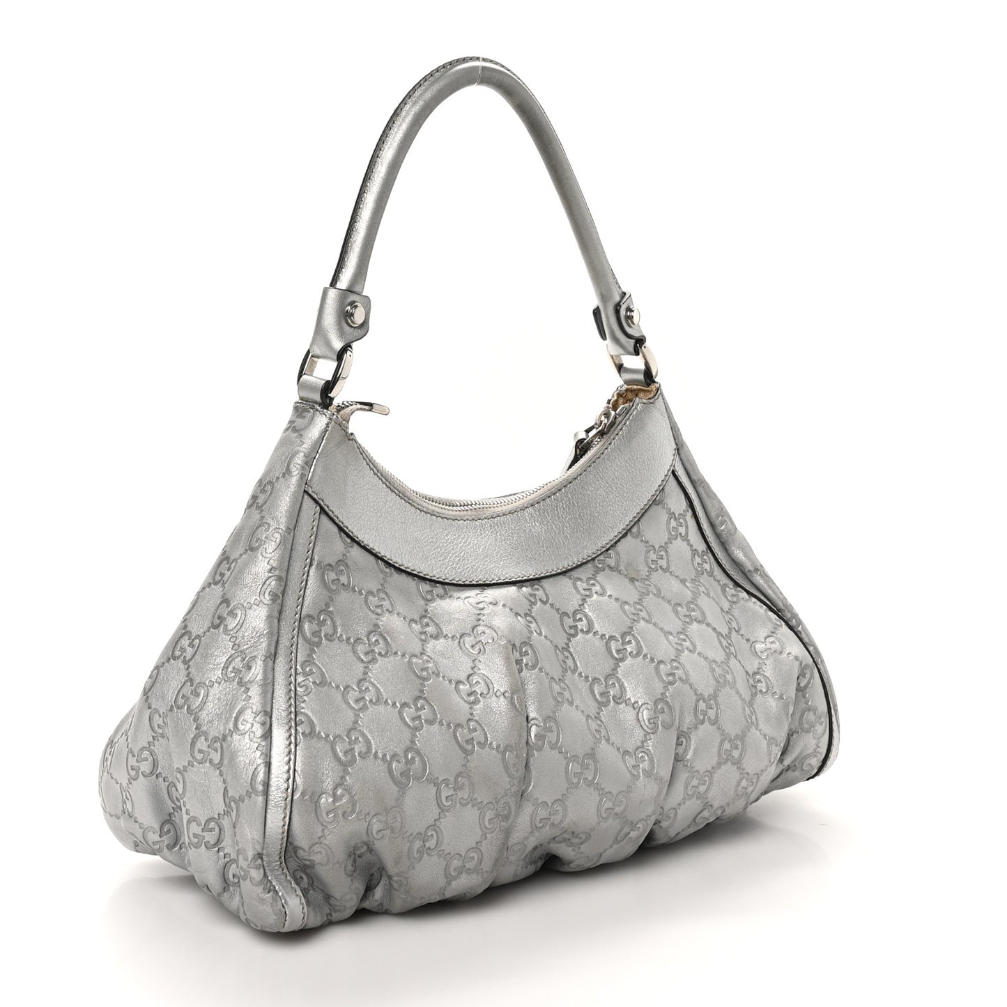 Metallic Guccissima Medium D Gold Hobo Silver