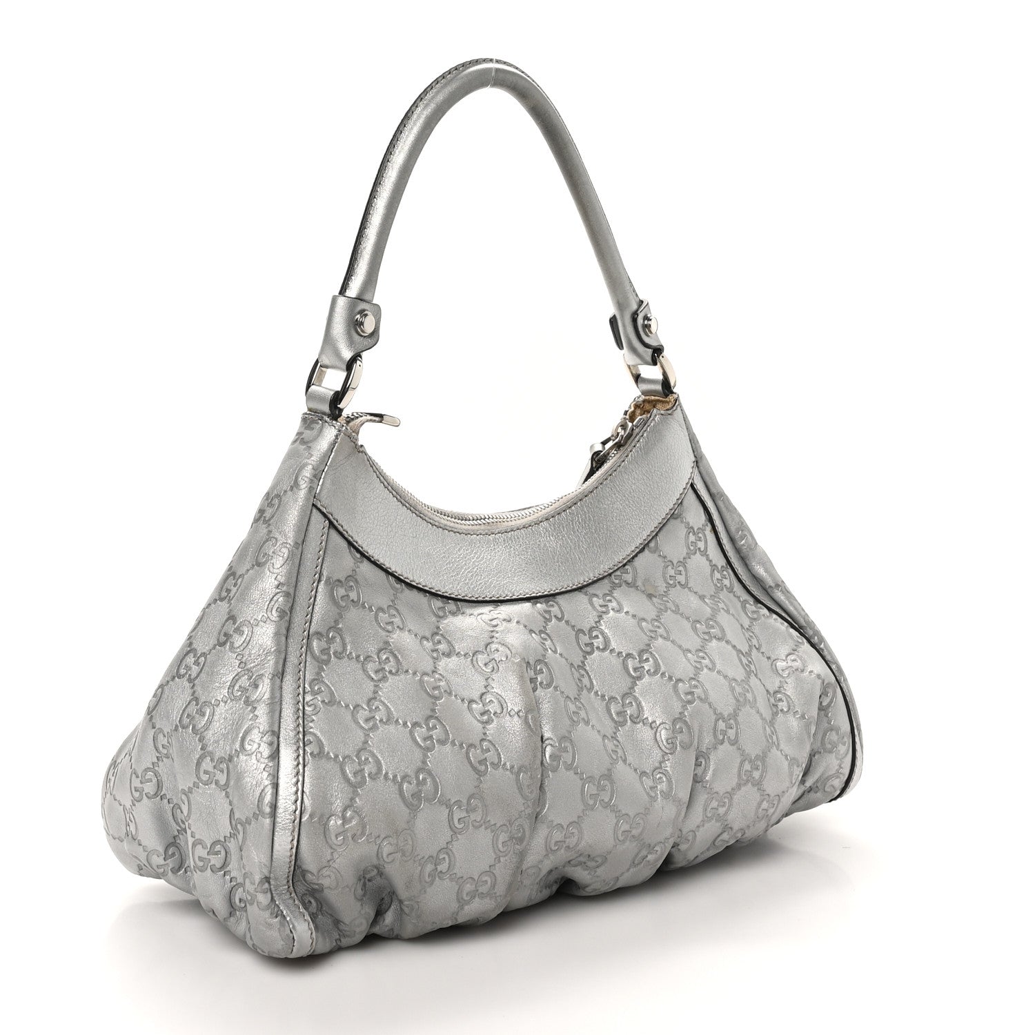 Gucci Metallic Guccissima Medium D Gold Hobo Silver 3 of 12