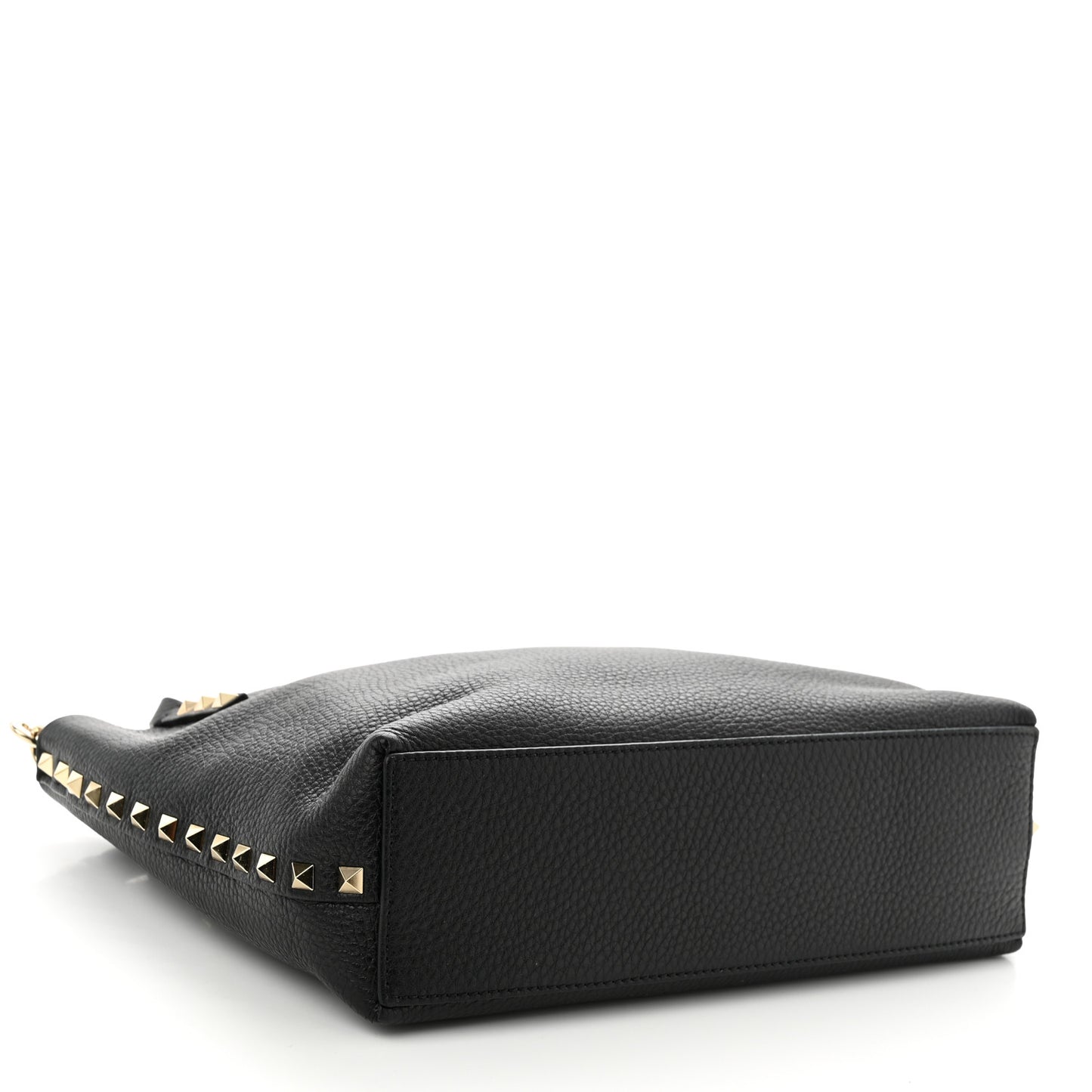 Grained Calfskin Small Rockstud Flip Lock Tote Black Rose Quartz