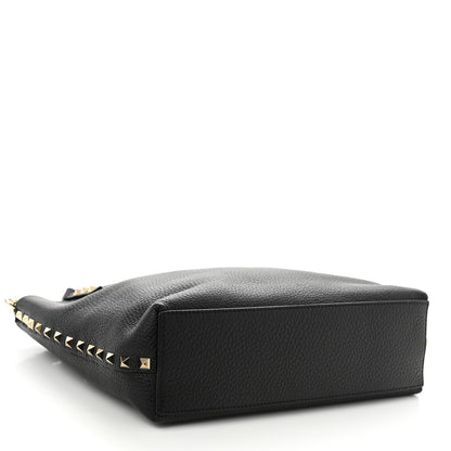 Valentino Garavani Grained Calfskin Small Rockstud Flip Lock Tote Black Rose Quartz 4 of 9