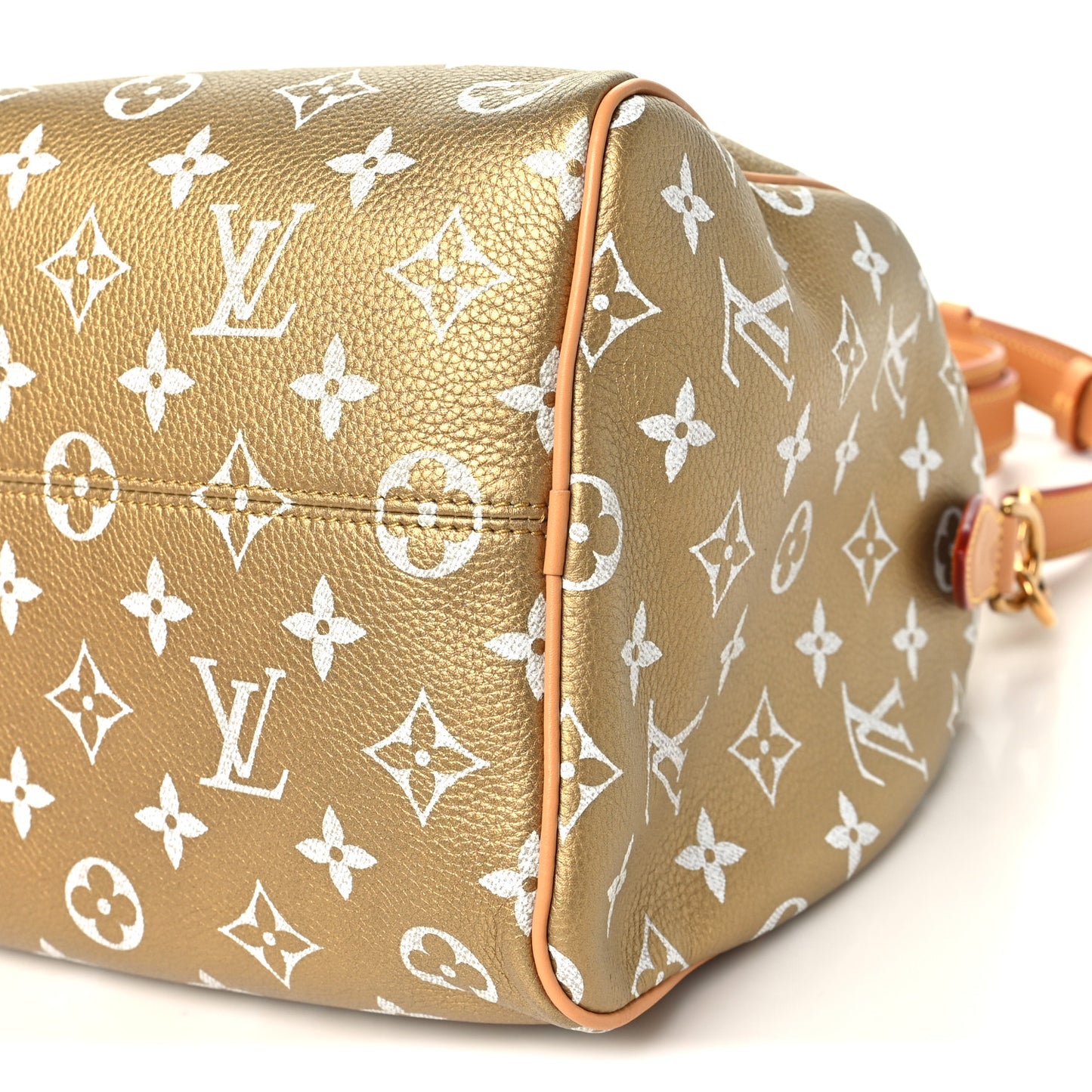 Metallic Calfskin Monogram Speedy P9 Bandouliere 30 Gold Kintsugi