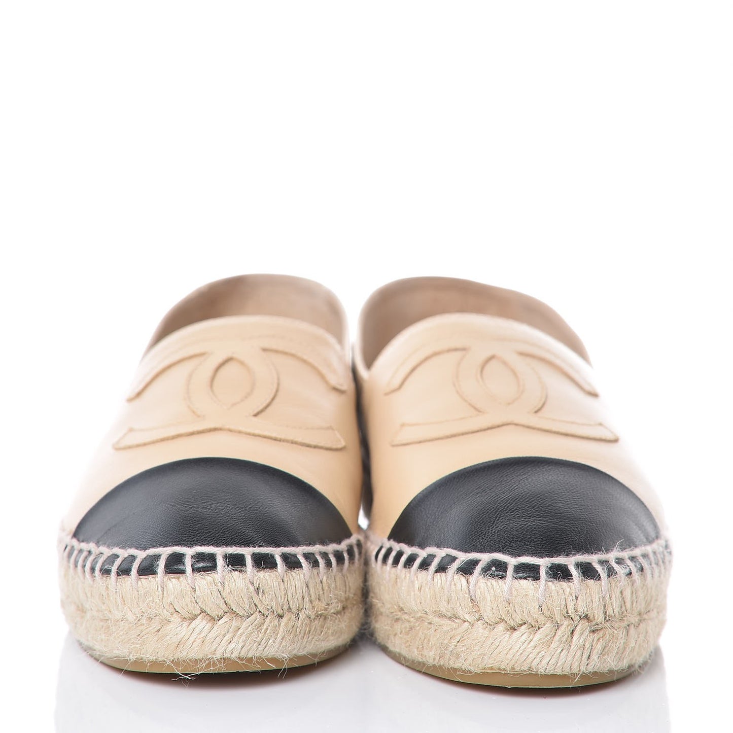 Lambskin CC Espadrilles 35 Beige Black