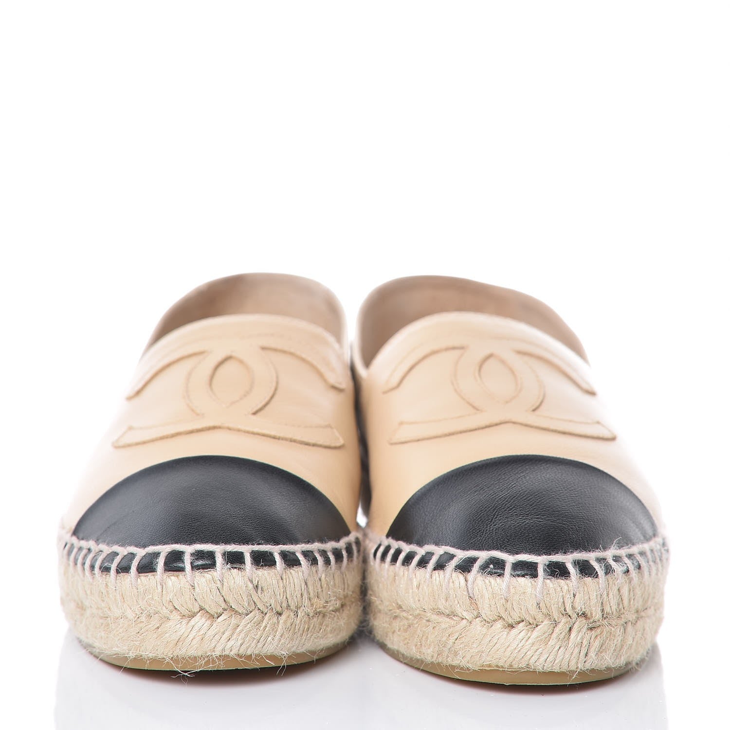 Chanel Lambskin CC Espadrilles 35 Beige Black 2 of 13