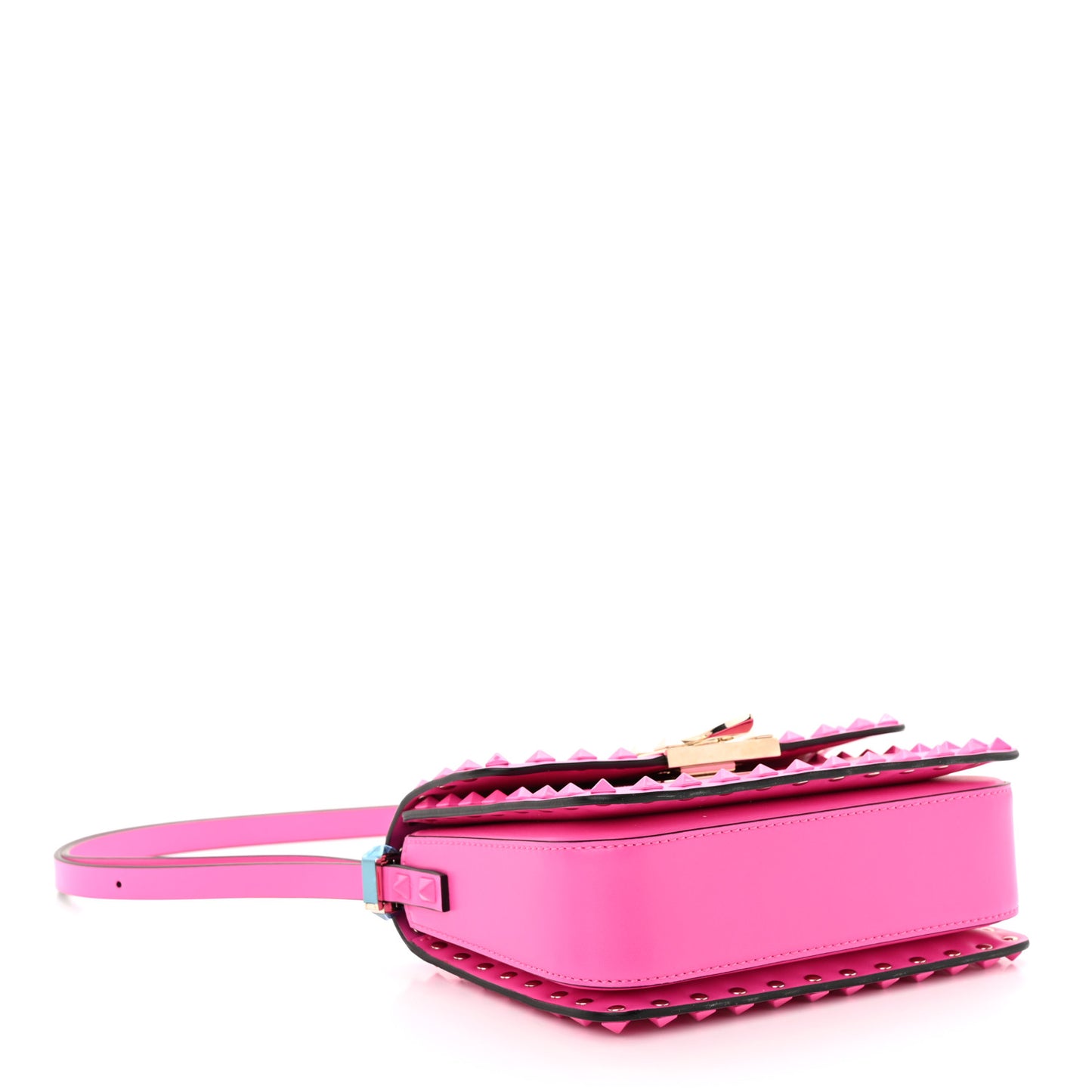 Smooth Calfskin Enamel Tonal Small Rockstud23 Shoulder Bag Pink PP
