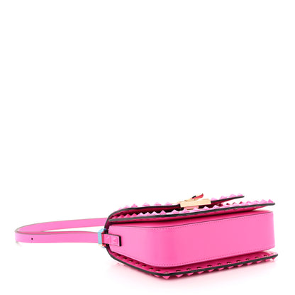 Valentino Garavani Smooth Calfskin Enamel Tonal Small Rockstud23 Shoulder Bag Pink PP 4 of 10