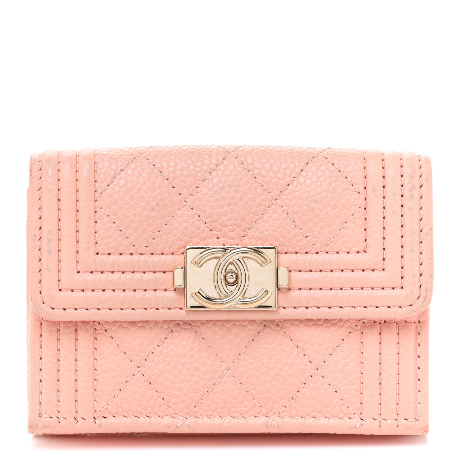 Chanel Caviar Quilted Small Boy Flap Wallet Light Pink 1 of 11