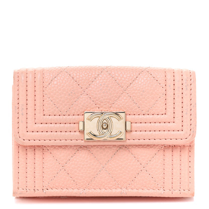 Chanel Caviar Quilted Small Boy Flap Wallet Light Pink 1 of 11