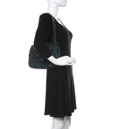 Chanel Felt Glazed Calfskin Quilted Edelweiss Flower Flap Dark Green 2 of 9