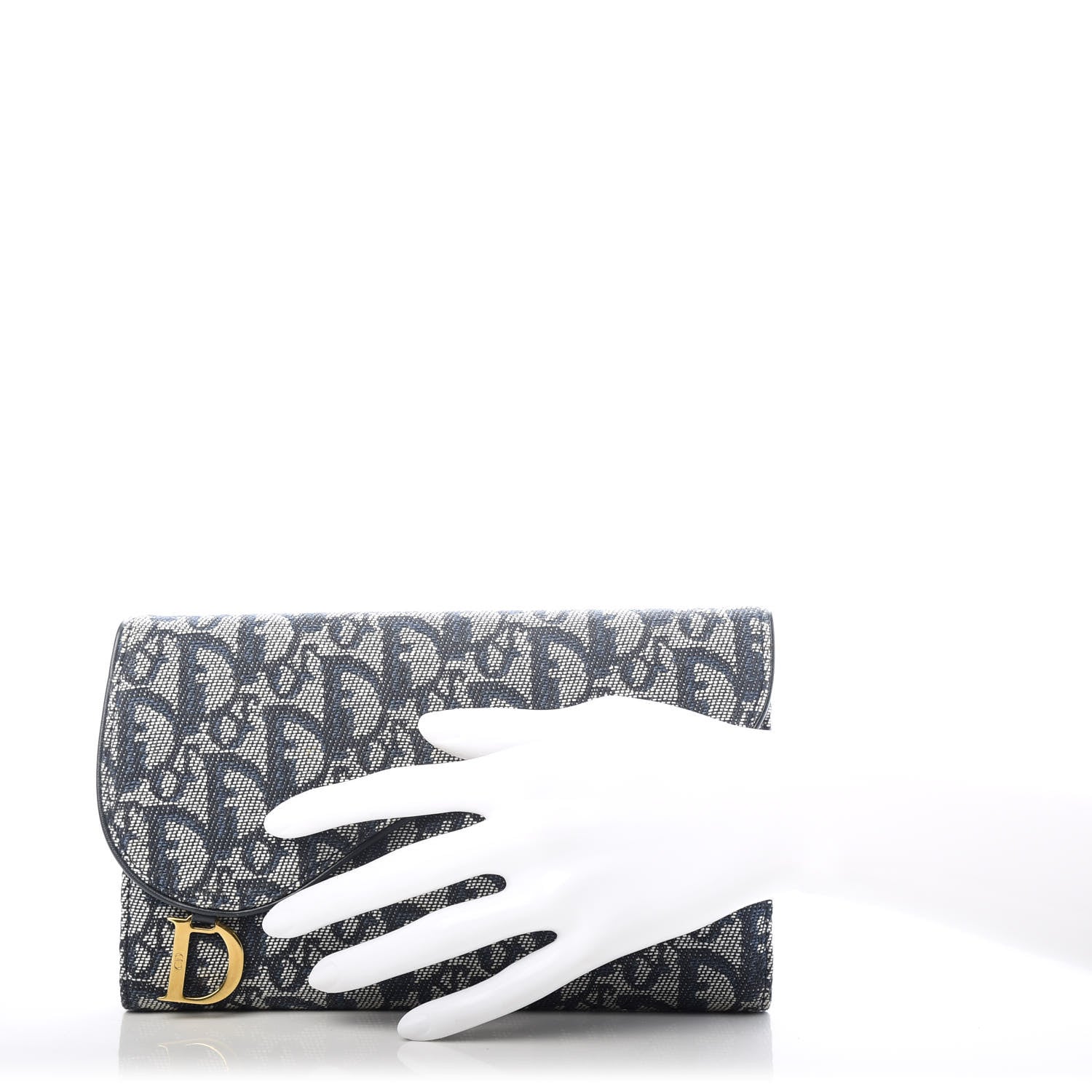 Christian Dior Monogram Saddle Wallet Navy 2 of 6