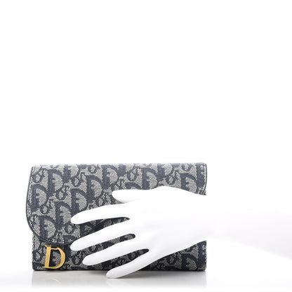Christian Dior Monogram Saddle Wallet Navy 2 of 6