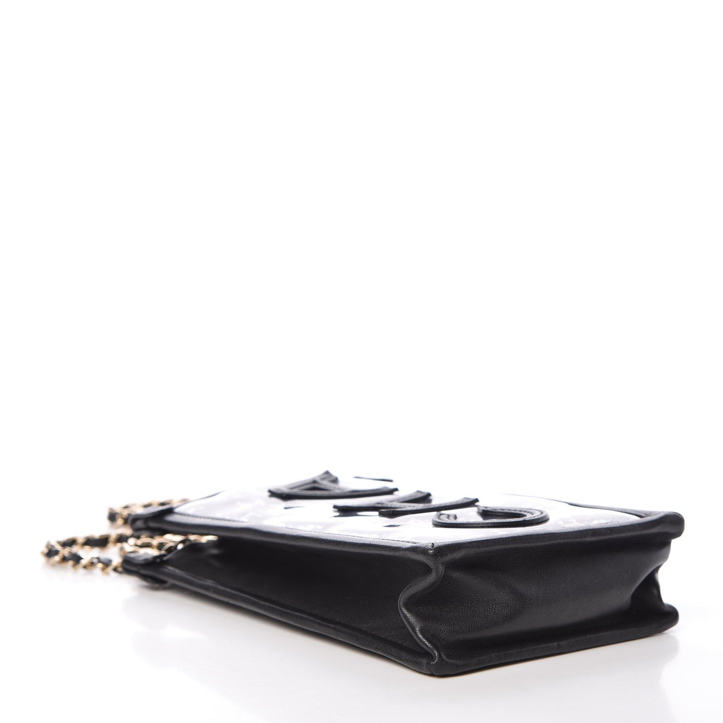 Tweed PVC Lambskin Clutch With Chain Black