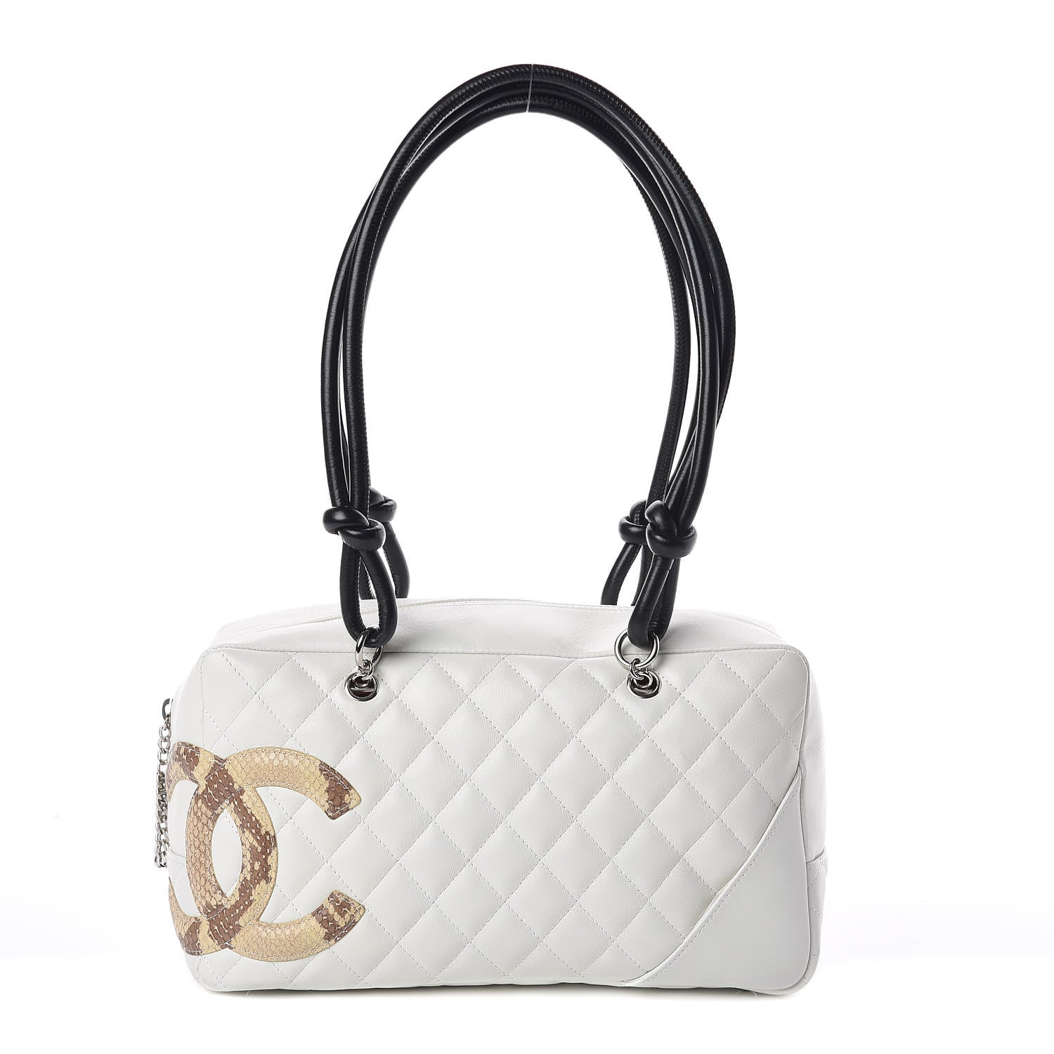 Chanel Calfskin Python Quilted Large Cambon Bowler White 1 of 9