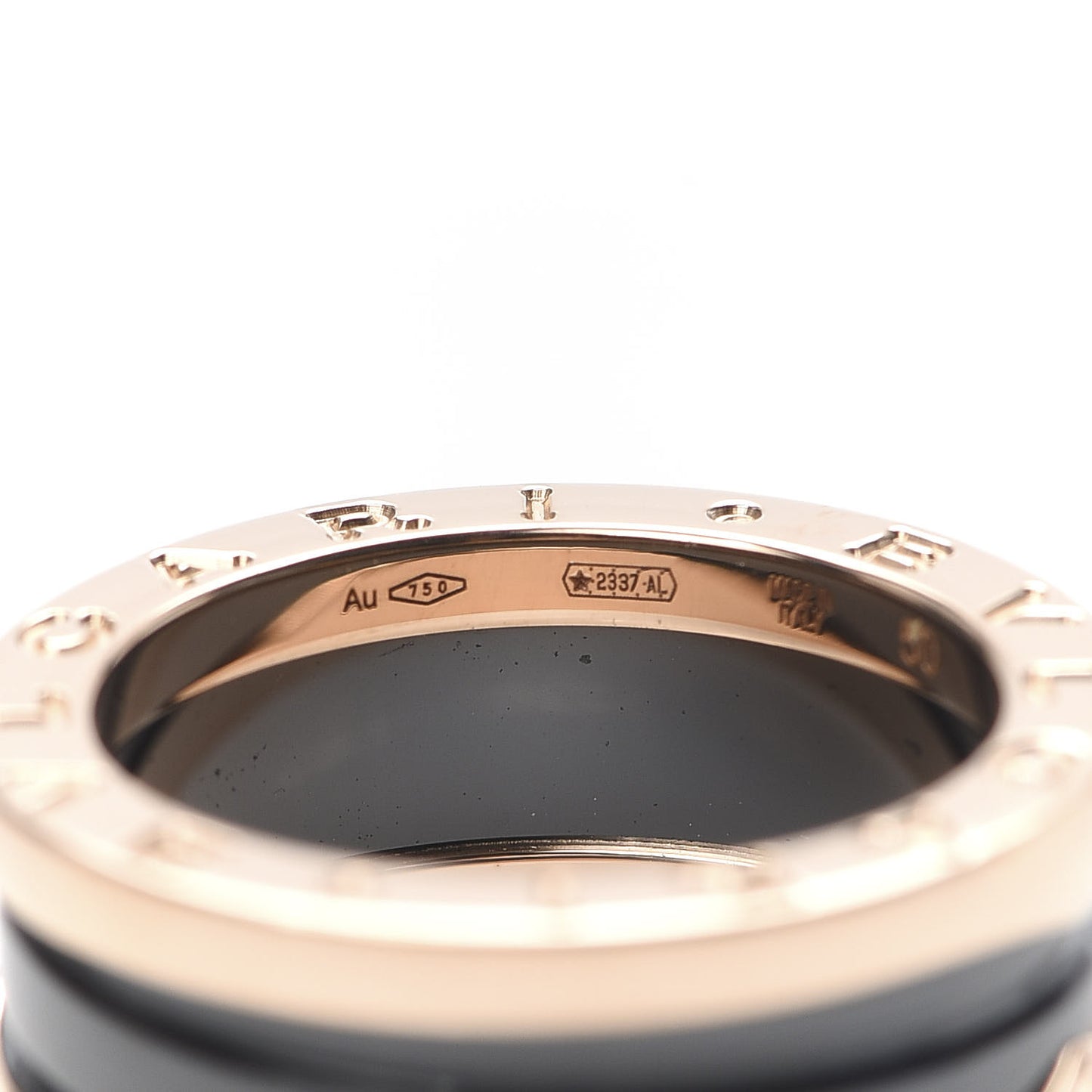18K Rose Gold Black Ceramic B.Zero1 Two-Band Ring 50 5.25