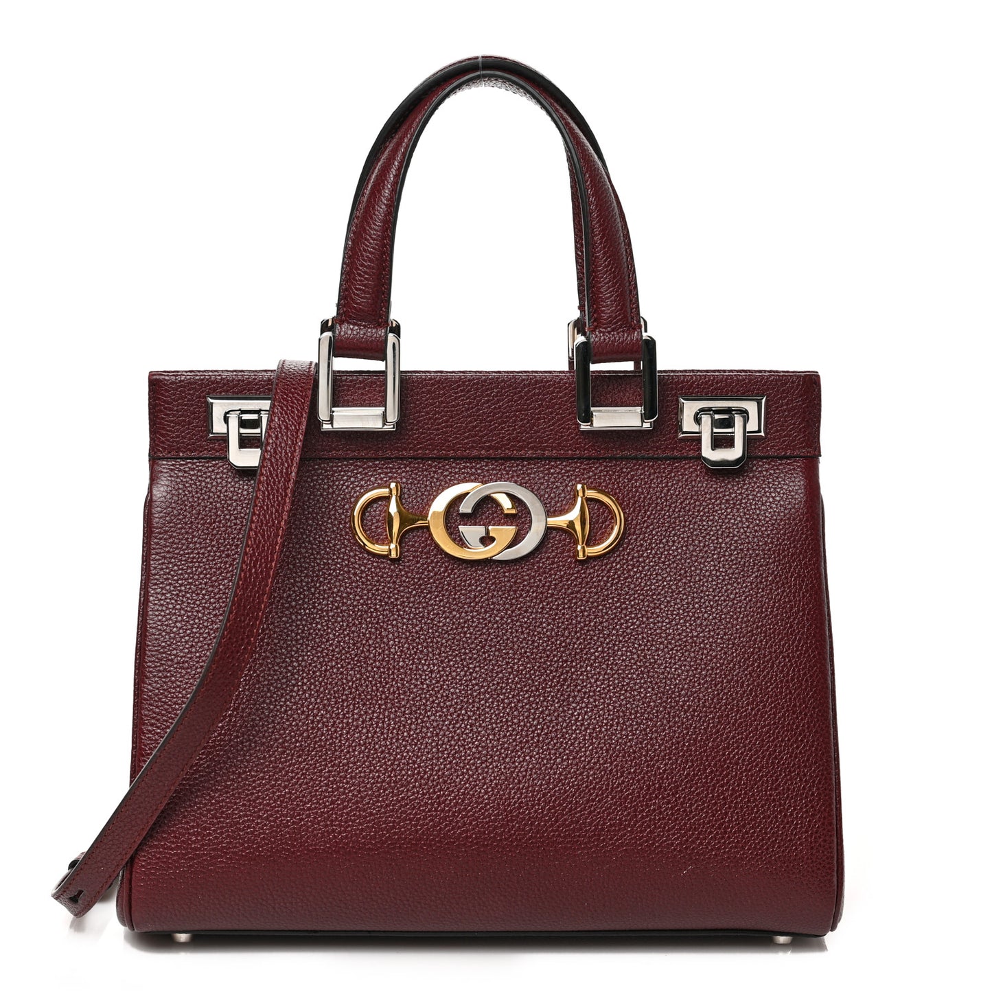 Grainy Calfskin Small Zumi Top Handle Bag Vintage Bordeaux