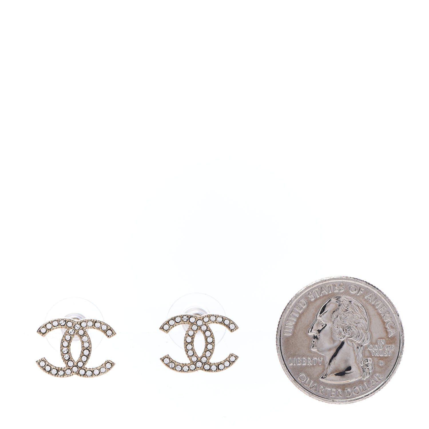 Chanel Crystal CC Earrings Gold 2 of 4