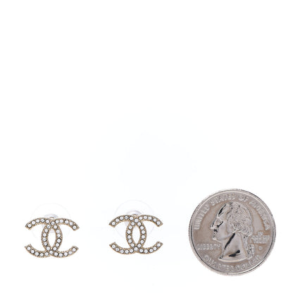 Chanel Crystal CC Earrings Gold 2 of 4