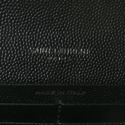 Saint Laurent Grain De Poudre Matelasse Chevron Monogram Flap Wallet Black 9 of 10