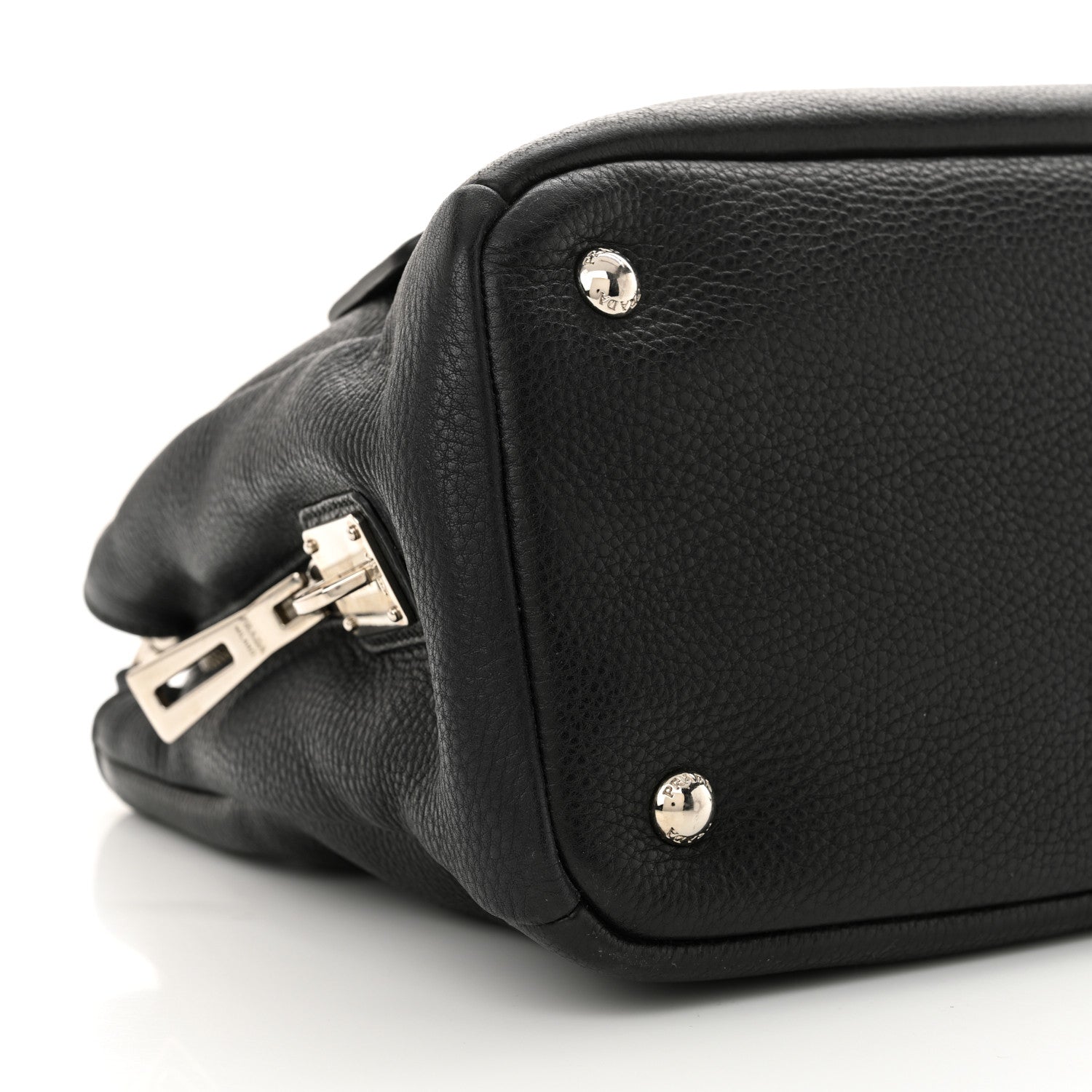Prada Vitello Phenix Top Handle Bag Black 10 of 15