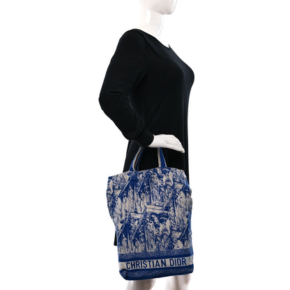 Christian Dior Canvas Print Cruise Tote Ivory Blue 2 of 8