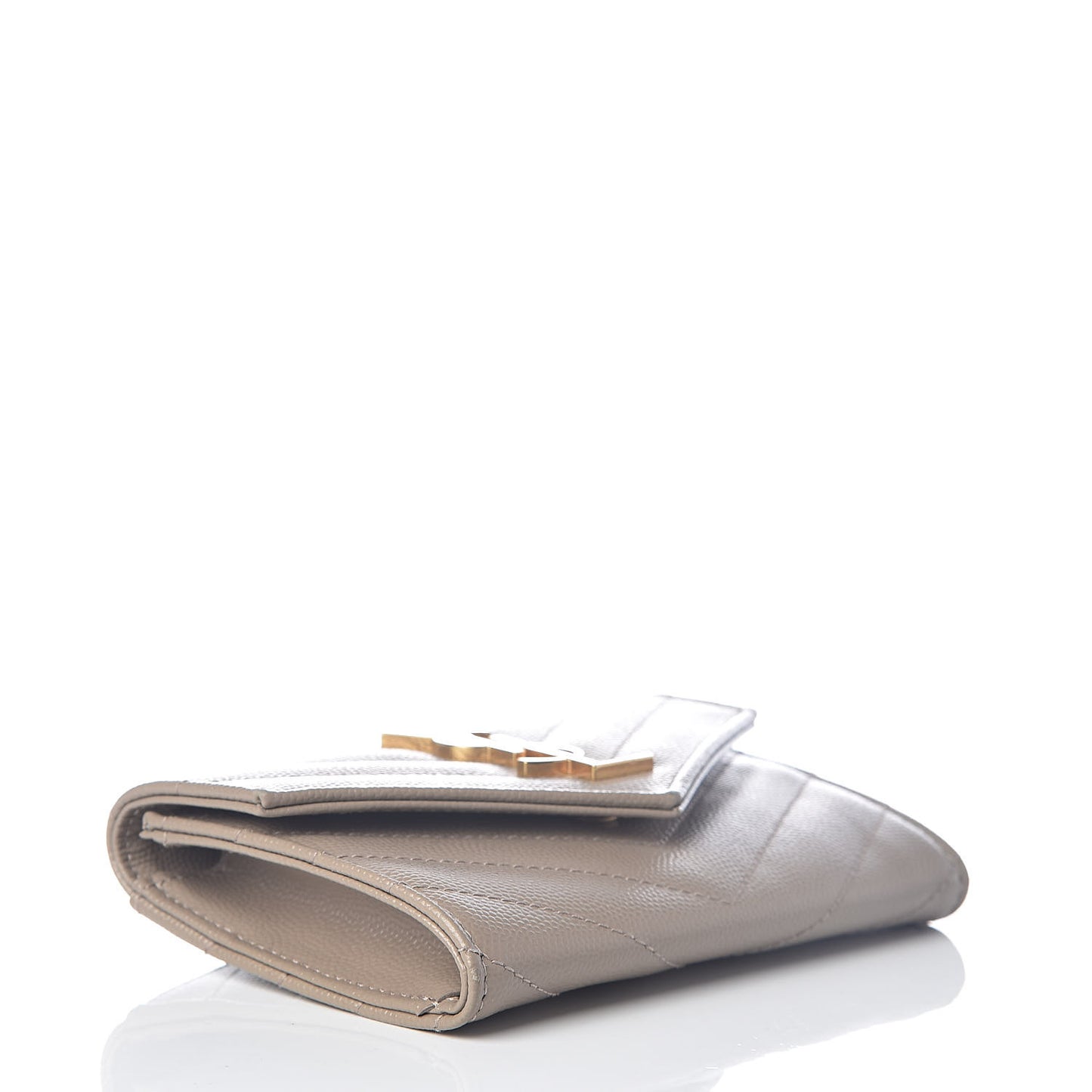 Grain De Poudre Matelasse Chevron Small Monogram Envelope Wallet Dark Beige