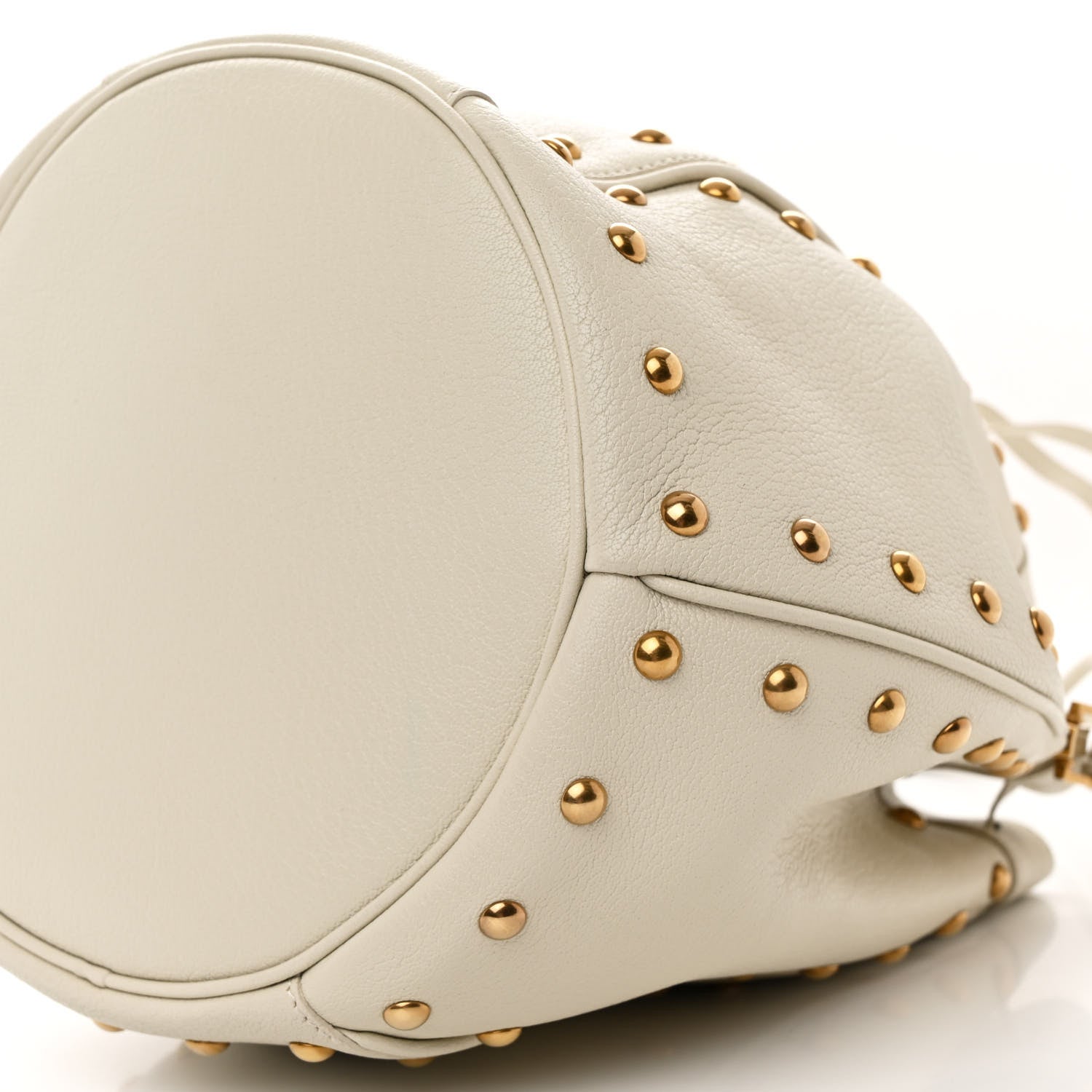 Saint Laurent Calfskin Studded Medium Talitha Bucket Bag White 10 of 10