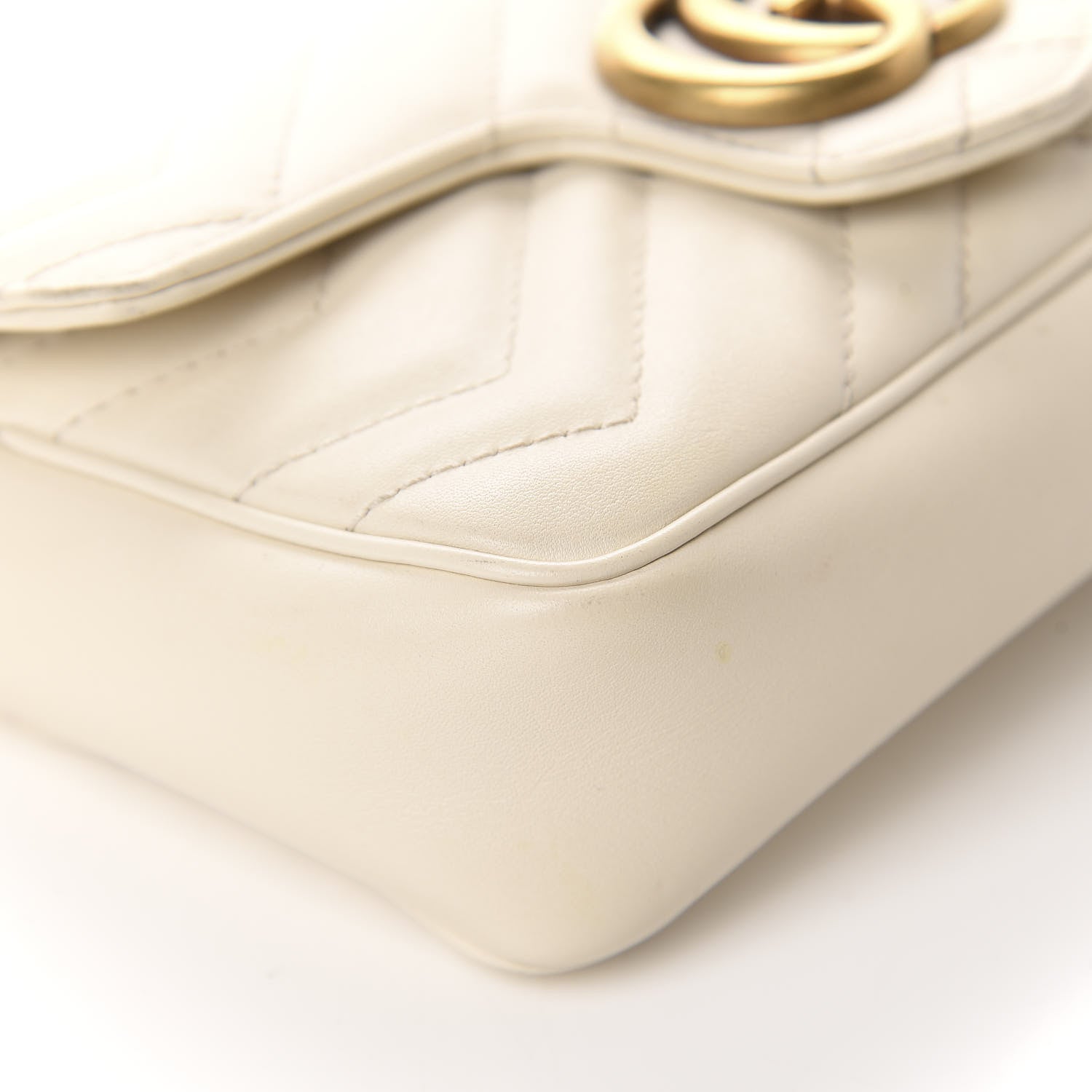 Gucci Calfskin Matelasse Super Mini GG Marmont Shoulder Bag White 6 of 11