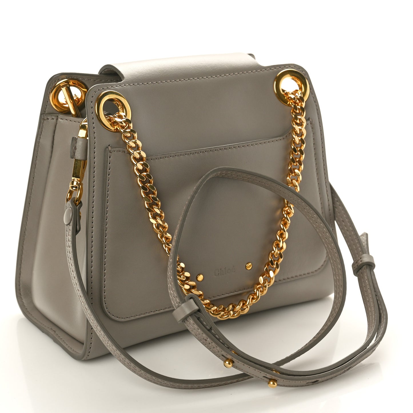Shiny Calfskin Mini Annie Shoulder Bag Motty Grey
