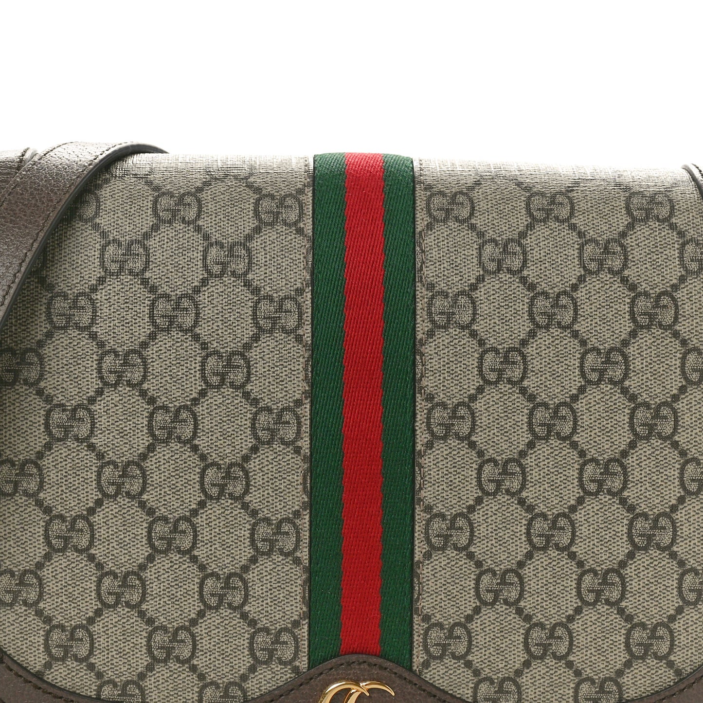 GG Supreme Monogram Web Small Ophidia Flap Messenger Bag Brown
