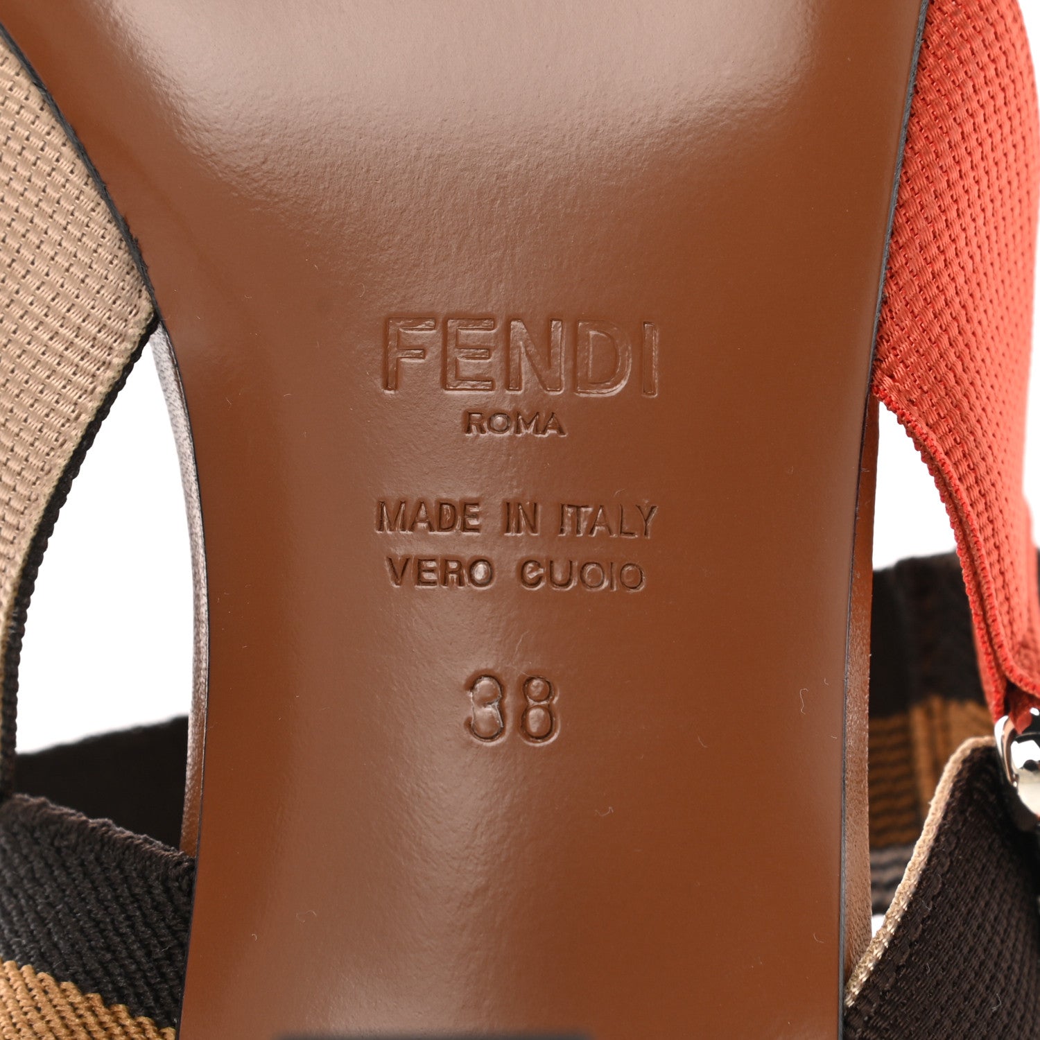 Fendi PVC Vitello FF Colibri 55mm Slingback Pumps 38 Transparent Aranciata Cuoio Avana 6 of 8