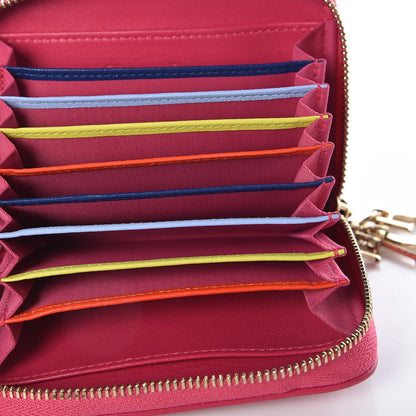 Christian Dior Lambskin Cannage Mini Lady Dior Zip Portemonnaie Fuchsia 5 of 8