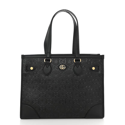 Gucci Wonka Grain Calfskin GG Monogram Star Embossed Medium GG Tote Black 3 of 9