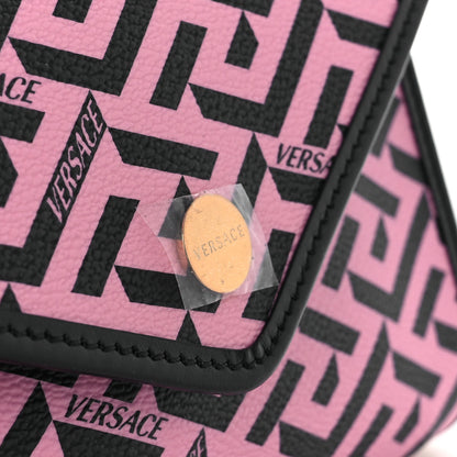 Versace Coated Canvas La Greca Signature Wallet On Chain Black Pink 10 of 12