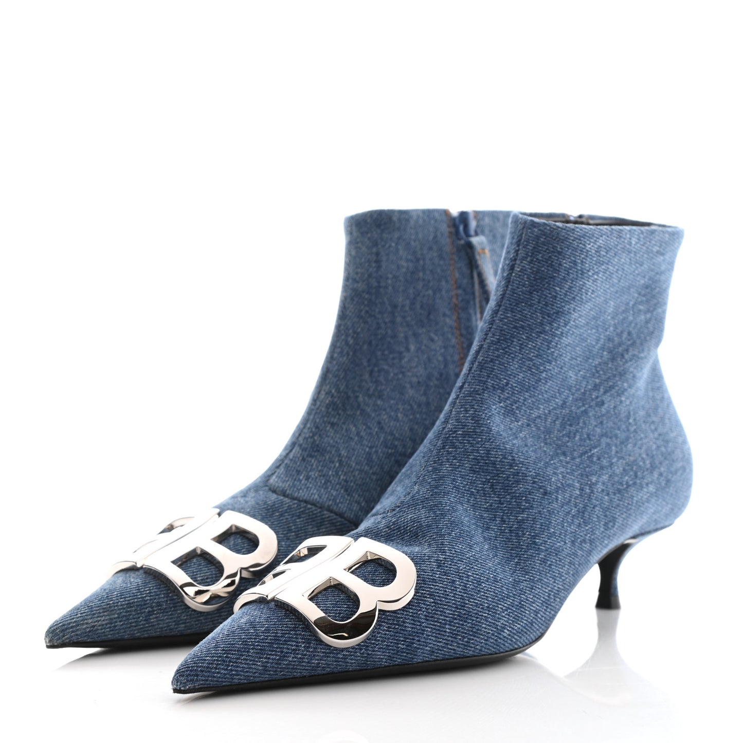 Denim BB Pointy Toe Ankle Booties 37 Light Bleu