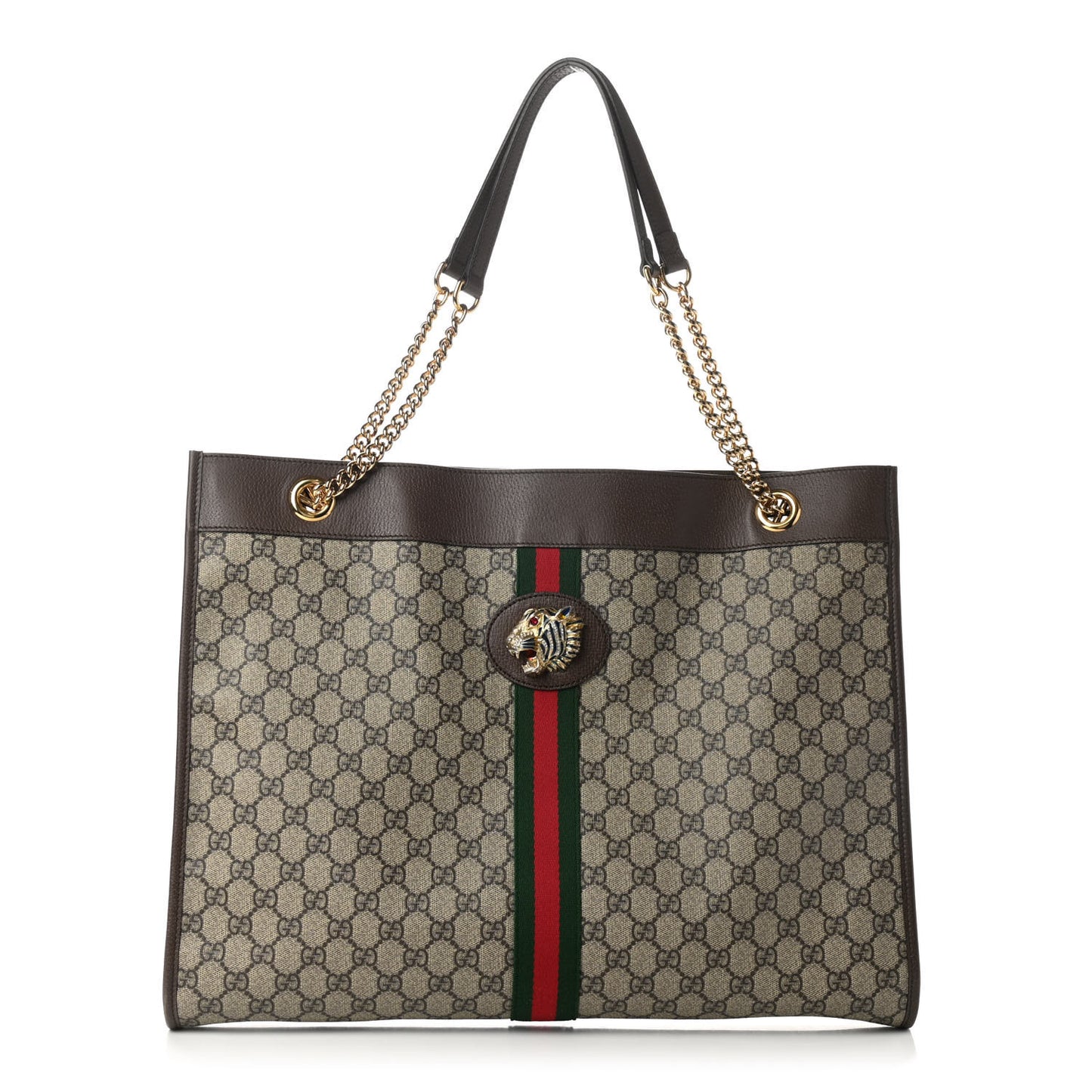 GG Supreme Monogram Large Rajah Chain Tote Beige New Acero