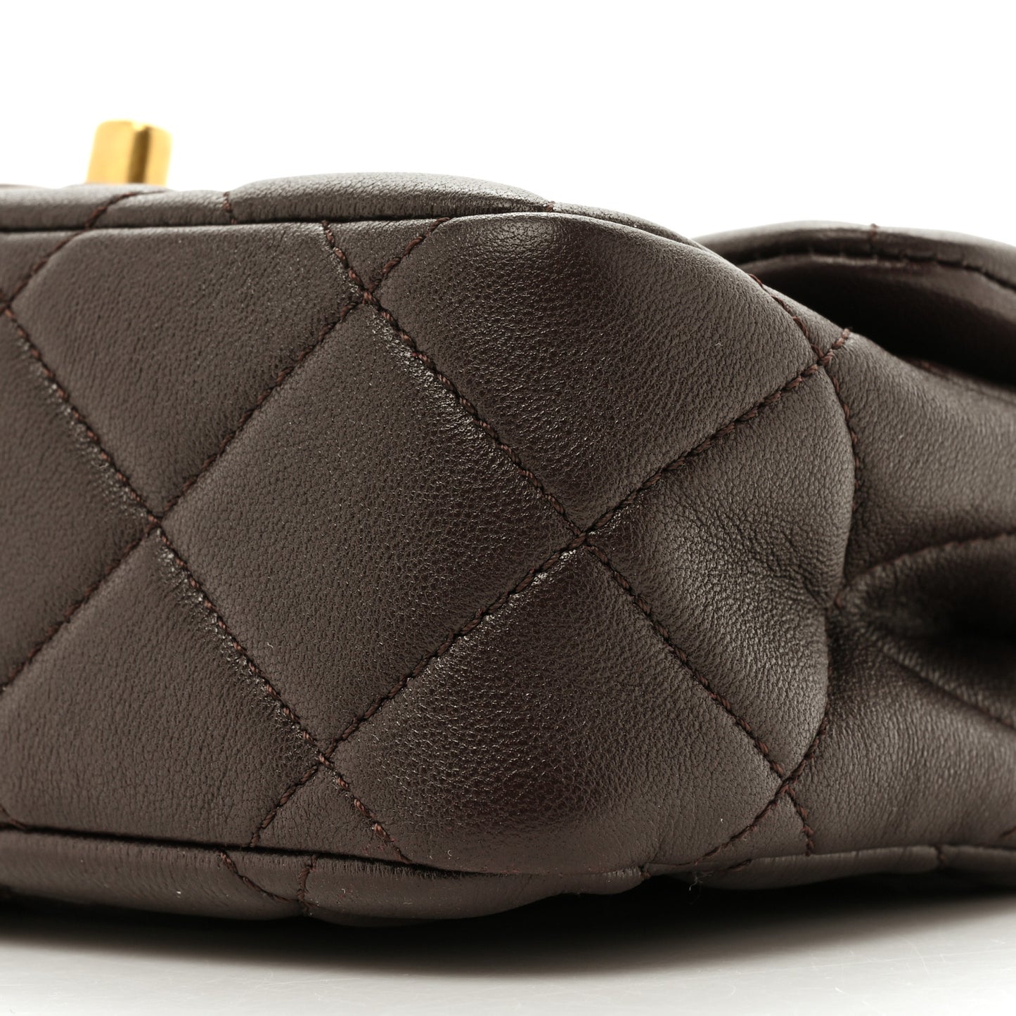 Lambskin Wenge Quilted Mini Fashion Wood Square Flap Brown