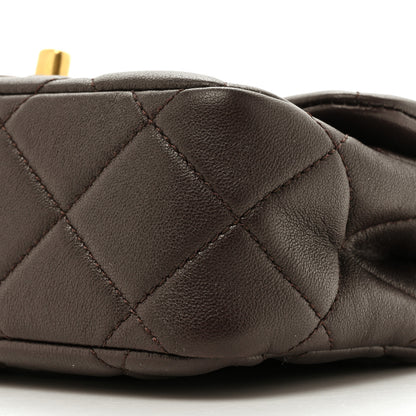 Chanel Lambskin Wenge Quilted Mini Fashion Wood Square Flap Brown 8 of 13