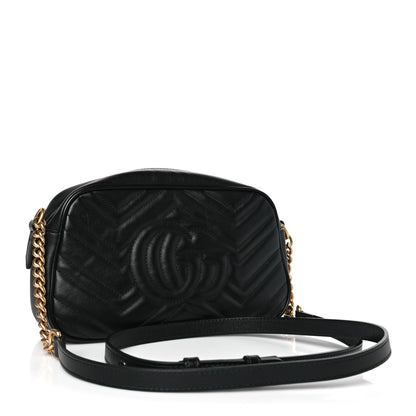 Gucci Calfskin Matelasse Small GG Marmont Chain Shoulder Bag Black 3 of 9