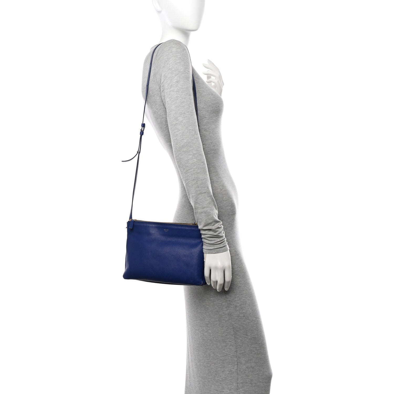Celine Lambskin Large Trio Crossbody Bag Indigo 2 of 21