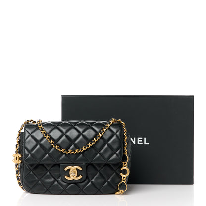Chanel Lambskin Enamel Quilted Small Coco Hearts Flap Black 12 of 12