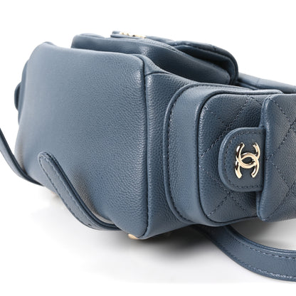 Chanel Shiny Caviar Quilted Small Duma Pockets Drawstring Backpack Blue 10 of 11