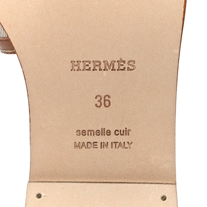 Hermes Calfskin Canvas Oran Sandals 36 Noisette Beige Dore 8 of 12