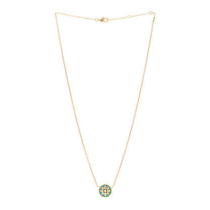 Christian Dior 18K Yellow Gold Diamond Turquoise Rose Des Vents Necklace 3 of 5